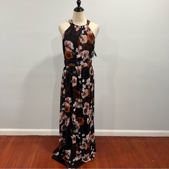 INC International Concepts Floral Black & Multicolored Halter Neck Maxi -Reemoly - Picture 3 of 12